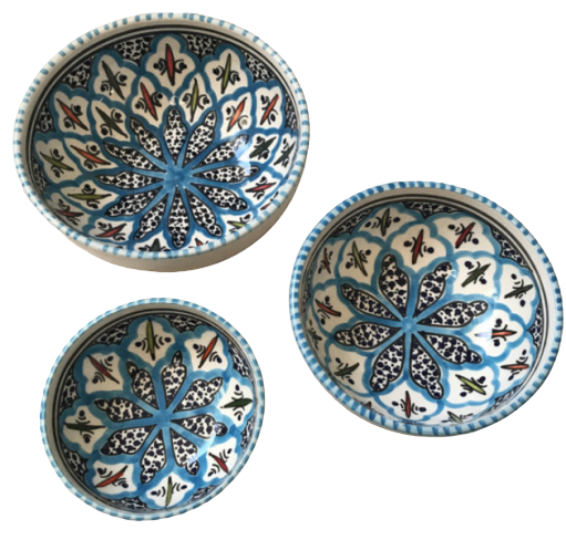 Tapas setje  3 delig Turquoise blue fine | TB.TP.3D | Dishes &amp; Deco