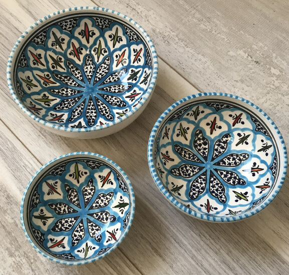 Tapas setje  3 delig Turquoise blue fine | TB.TP.3D | Dishes &amp; Deco