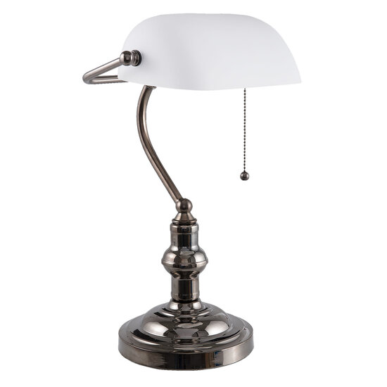 Clayre &amp; Eef   | Bureaulamp Bankierslamp Wit 27x23x42 cm E27/max 1x60W | 5LL-5100W