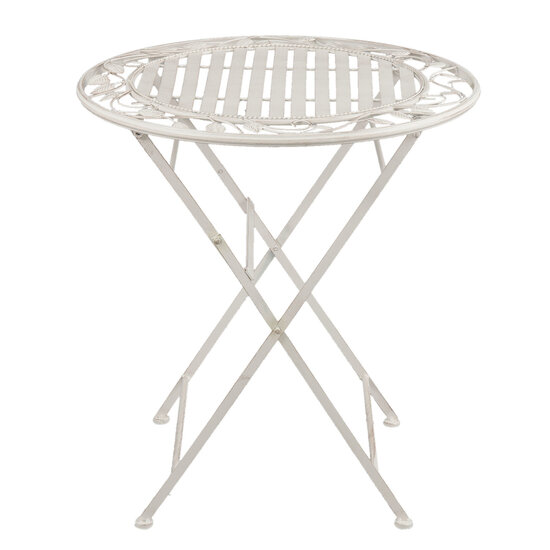 Clayre &amp; Eef   | Bistroset Bistrotafel Bistrostoel 3-delig Wit &oslash; 70x77 / 40x52x93 cm (2) | 5Y0385