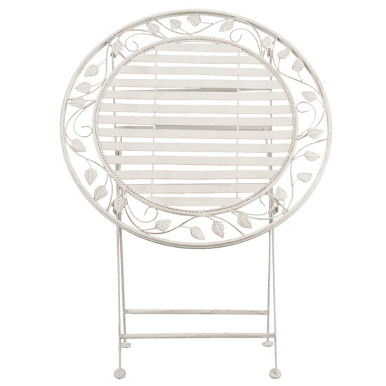 Clayre &amp; Eef   | Bistroset Bistrotafel Bistrostoel 3-delig Wit &oslash; 70x77 / 40x52x93 cm (2) | 5Y0385