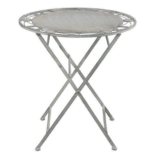 Clayre &amp; Eef   | Bistroset Bistrotafel Bistrostoel 3-delig Grijs &oslash; 70x76 / 42x54x93 cm (2) | 5Y0387