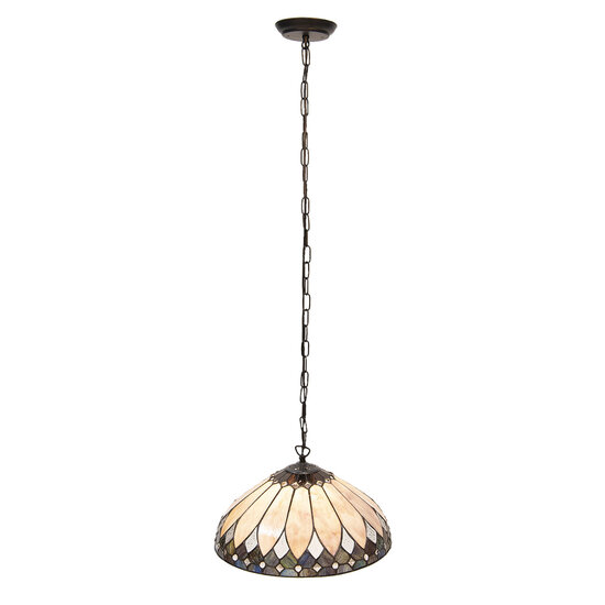 Clayre &amp; Eef   | Hanglamp Tiffany Beige, Bruin &oslash; 40x95 cm E27/max 1x60W | 5LL-5986