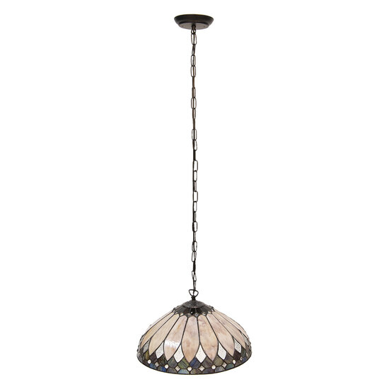 Clayre &amp; Eef   | Hanglamp Tiffany Beige, Bruin &oslash; 40x95 cm E27/max 1x60W | 5LL-5986