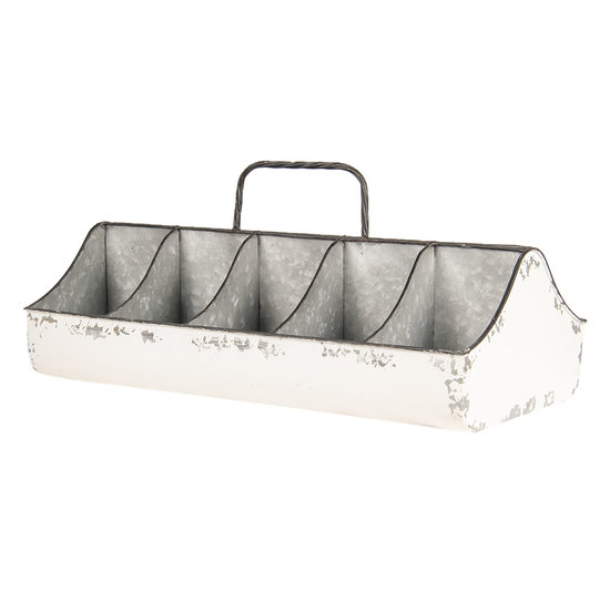 Clayre &amp; Eef   | Vakkenbak 10 vakken Wit 50x26x23 cm | 6Y3562