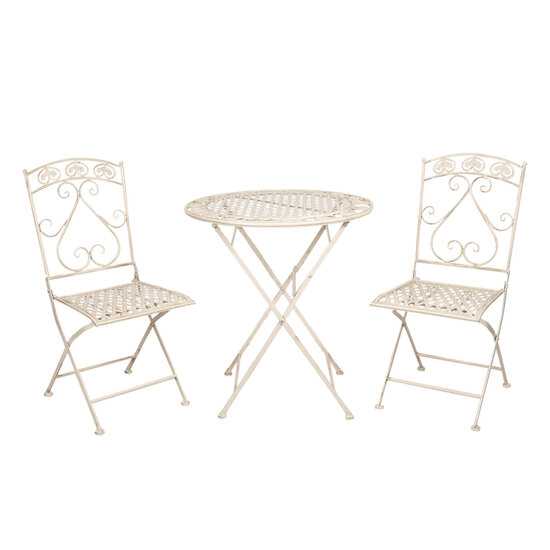 Bistroset tafel + 2 stoelen &oslash; 70*76 cm / 39*48*91 cm (2) Wit | 5Y0696 | Clayre &amp; Eef