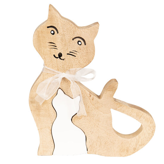 Decoratie kat 16*14*2 cm Bruin | 6H1774S | Clayre &amp; Eef