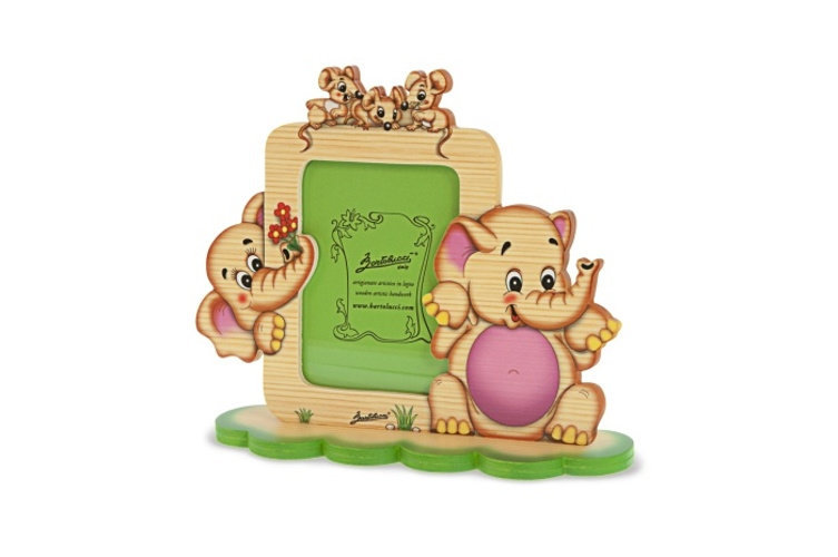 Houten fotolijstje olifant &amp; muisjes 24,5 x 21 cm | Bartolucci