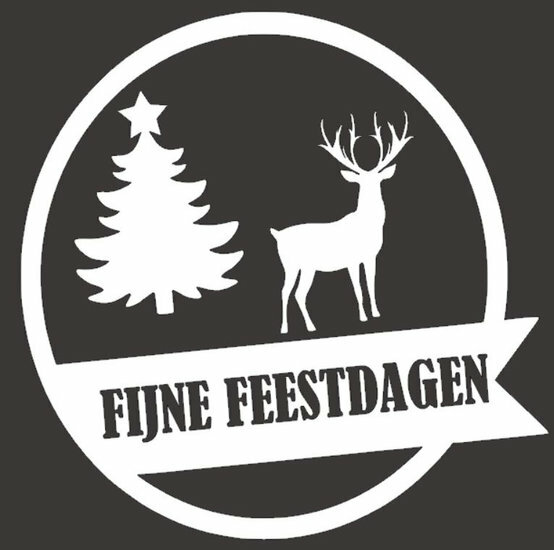 Cadeauset 2 x etiket fijne feestdagen + Rendier voor fles wijn | Rosami Decoratiestickers 1