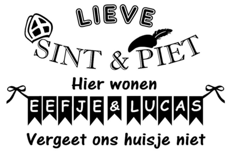 Sticker Lieve Sint en Piet met naam muur &amp; raamversiering | Rosami Decoratiestickers