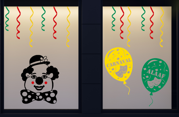 15 delige stickerset herbruikbaar serpentine clown &amp; ballonnen | Carnaval | Rosami