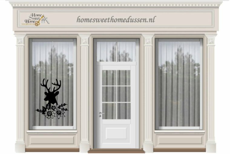 Raamsticker Rendier met bloemen | Herbruikbare statische folie | Rosami Decoratiestickers 1