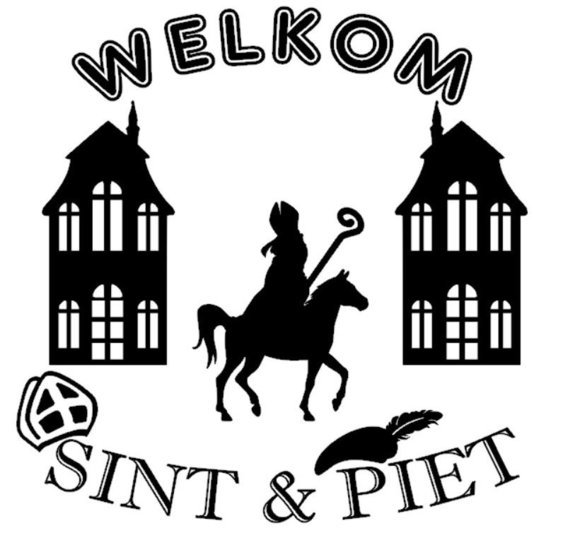 Welkom Sint &amp; Piet sticker Sinterklaas op paard | Rosami Decoratiestickers