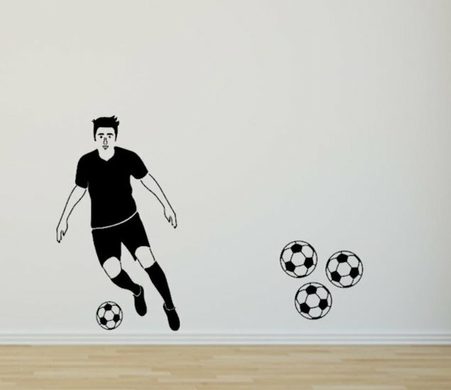 Decoratiesticker voetballer silhouette 70 x 40 cm | Rosami Decoratiestickers