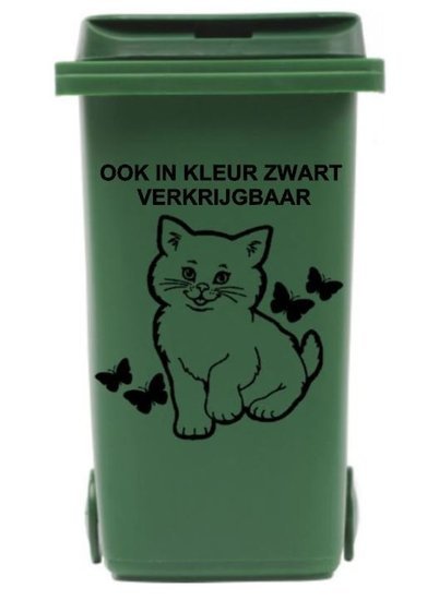 Voordeelset sticker kliko container 3 x Poes met vlinders wit | Rosami Decoratiestickers 1