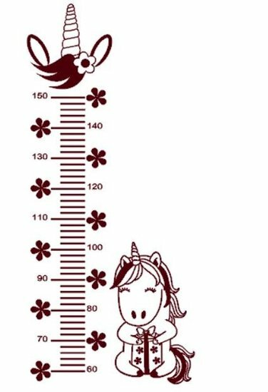 Sticker groeimeter eenhoorn bordeaux rood | Rosami Decoratiestickers 1