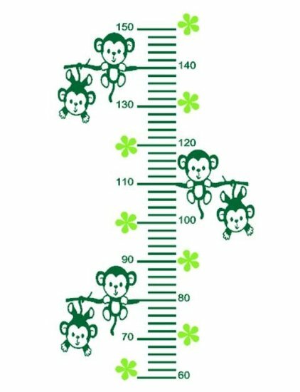 Sticker lengtemeter aapjes aan tak groen 102 x 55 cm | Rosami Decoratiestickers 1