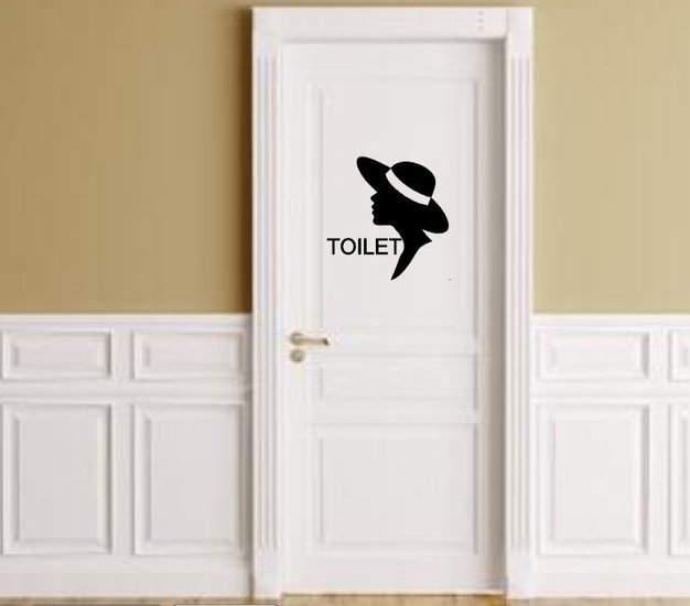 Sticker voor toilet dames met silhouette vrouw | Rosami Decoratiestickers