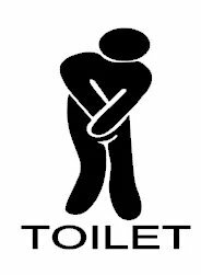 Toiletsticker heren toilet man met hoge nood | Rosami Decoratiestickers 1