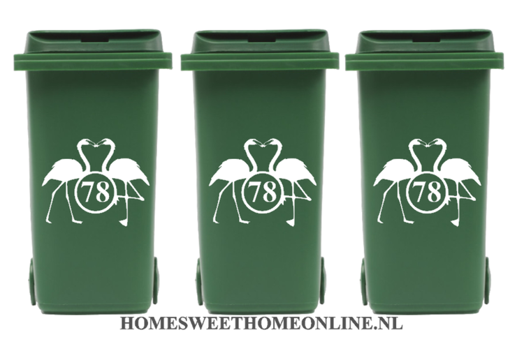 Flamingo voordeelset container sticker met huisnummer | Kliko | Rosami Decoratiestickers