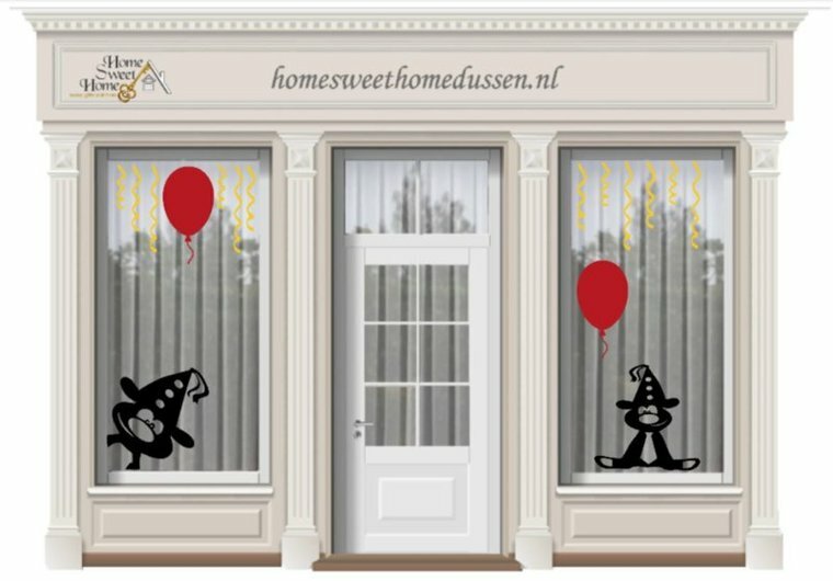 16 delige raamsticker set | Herbruikbaar | Feestbeest ballon &amp; serpentine  | Rosami