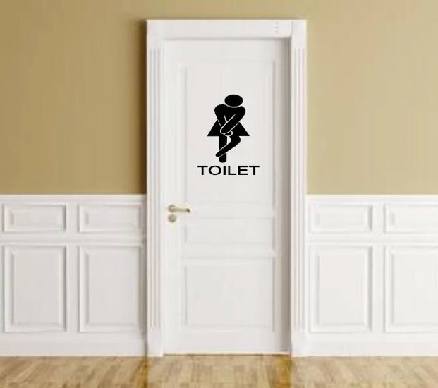 Toiletsticker voor heren &amp; dames man vrouw hoge nood | Rosami Decoratiestickers 1