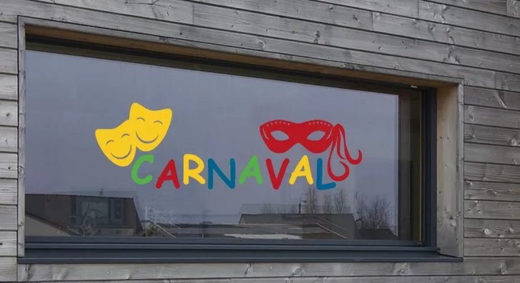 Raamsticker Carnaval silhouet masker herbruikbaar | Rosami