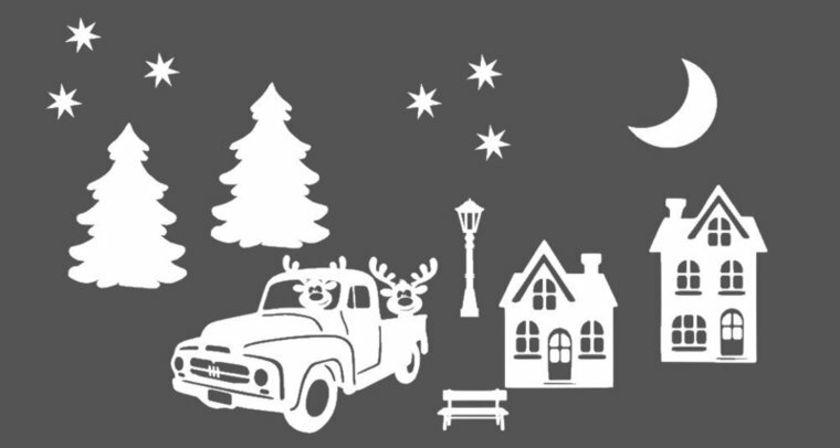 Stickerset 14 delig herbruikbaar kerstdorp huisjes auto | Rosami Deocoratiestickers 1