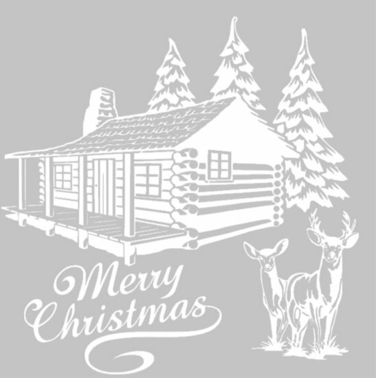 Merry Christmas sticker | blokhut kerstboom rendier 58 x 58 cm | Rosami Decoratiestickers 2