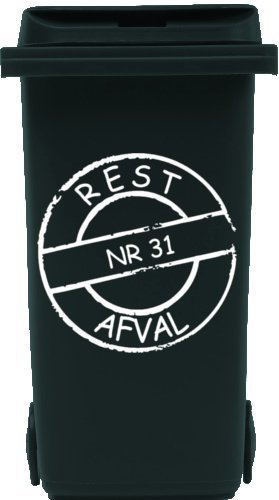 Container sticker restafval cirkel met huisnummer | Rosami Decoratiestickers