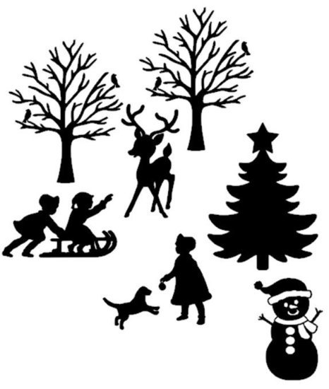 Stickerset 8 delig kerst wintertafereel herbruikbaar | Rosami Decoratiestickers