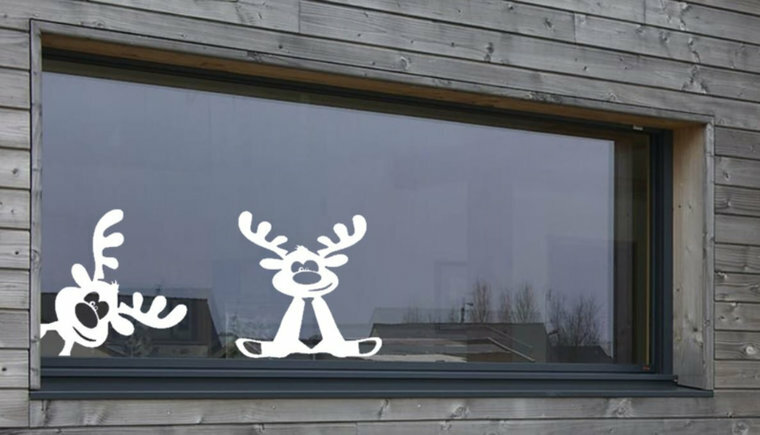 Set raamsticker herbruikbaar 2 x rendier | Rosami Decoratiestickers 3