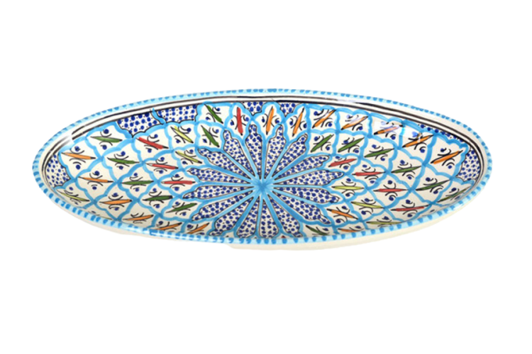 Turquoise blue fine schaal ovaal 40 cm | OS.BC.40 | Dishes &amp; Deco