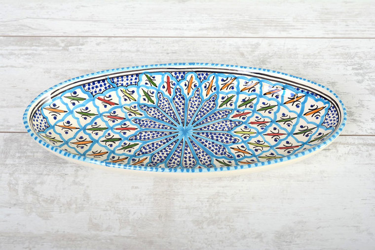 Turquoise blue fine schaal ovaal 40 cm | OS.BC.40 | Dishes &amp; Deco 1