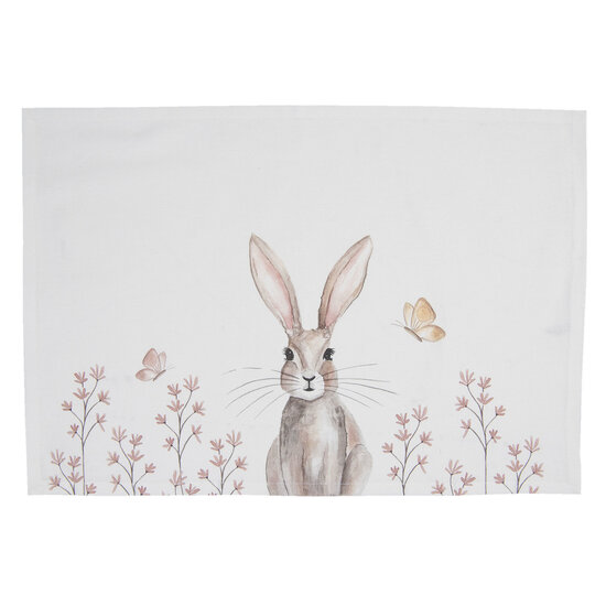 Clayre &amp; Eef   | Placemats Set van 6 Wit Bruin 48x33 cm | REB40