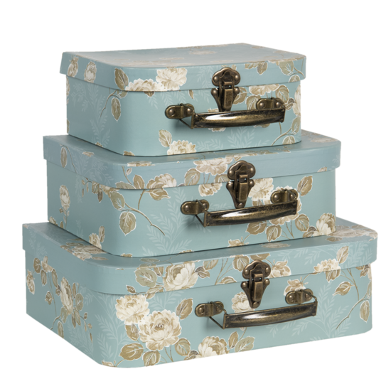 Clayre &amp; Eef   | Decoratie koffer Set van 3 Groen 30x21x9/25x18x9/20x16x8 cm | 64753