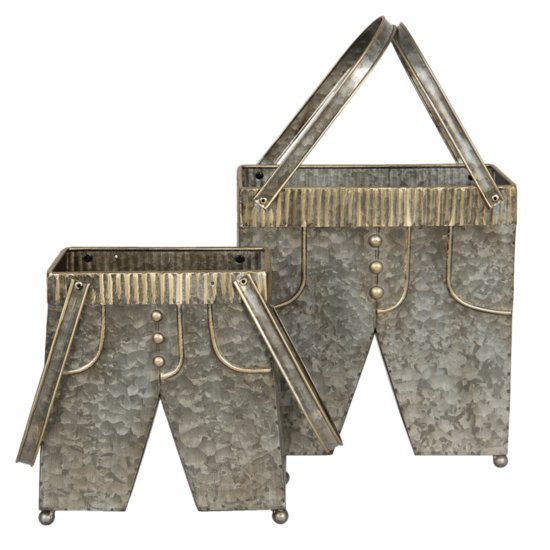 Clayre &amp; Eef   | Plantenstandaard Binnen Set van 2 Grijs 28x15x30/50 cm | 6Y4184