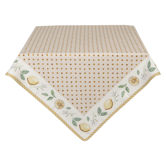 Clayre &amp; Eef   | Vierkant Tafelkleed Beige, Geel 100x100 cm | LEL01