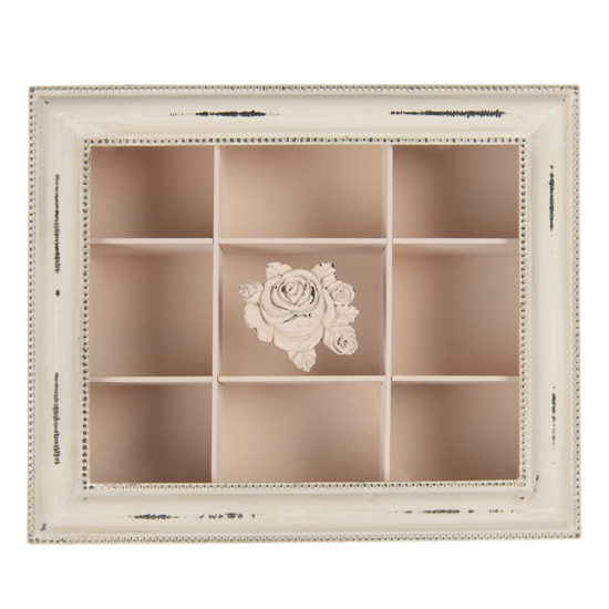 Clayre &amp; Eef   | Theedoos 9 vakken Beige 32x26x9 cm | 6H2029