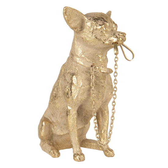 Clayre &amp; Eef   | Decoratie Hond Goudkleurig 13x9x18 cm | 6PR3429