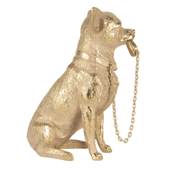 Clayre &amp; Eef   | Decoratie Hond Goudkleurig 13x9x18 cm | 6PR3429