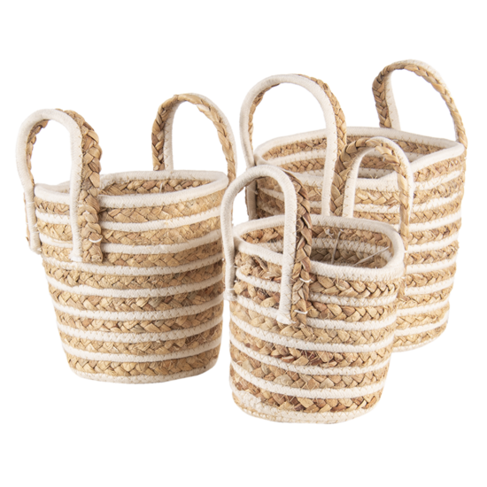 Clayre &amp; Eef   | Opbergmanden Set van 3 Beige, Bruin &oslash;21x20 cm | 6RO0514