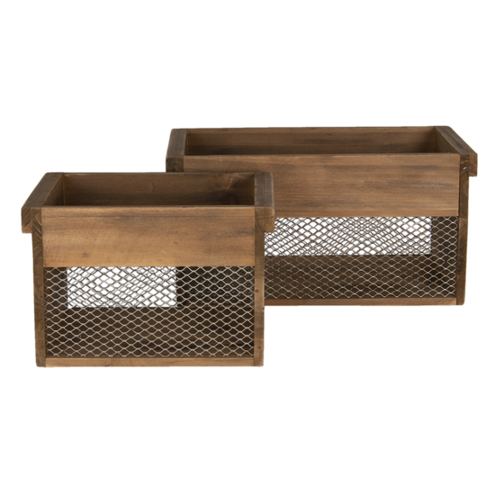 Clayre &amp; Eef   | Opbergdoos Set van 2 Bruin 32x19x16 / 23x16x15 cm | 6H1996