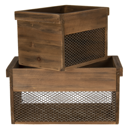 Clayre &amp; Eef   | Opbergdoos Set van 2 Bruin 32x19x16 / 23x16x15 cm | 6H1996