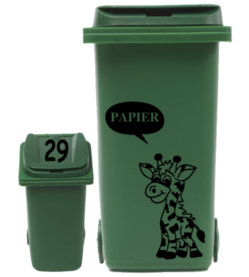 Sticker set container Giraf papier tekstballon + huisnummer deksel | Rosami Decoratiestickers