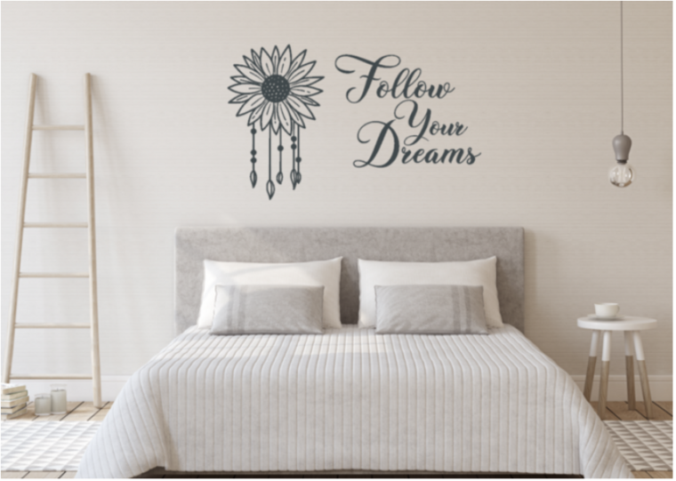 Muursticker Follow your dreams dromenvanger zonnebloem | Rosami Decoratiestickers 1