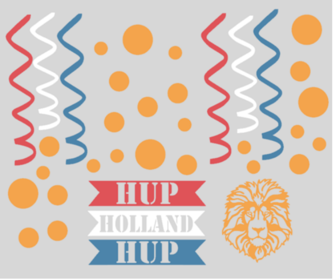 35 delige voetbal sticker set herbruikbaar serpentine, confetti hup holland leeuw | Rosami Decoratiestickers 1