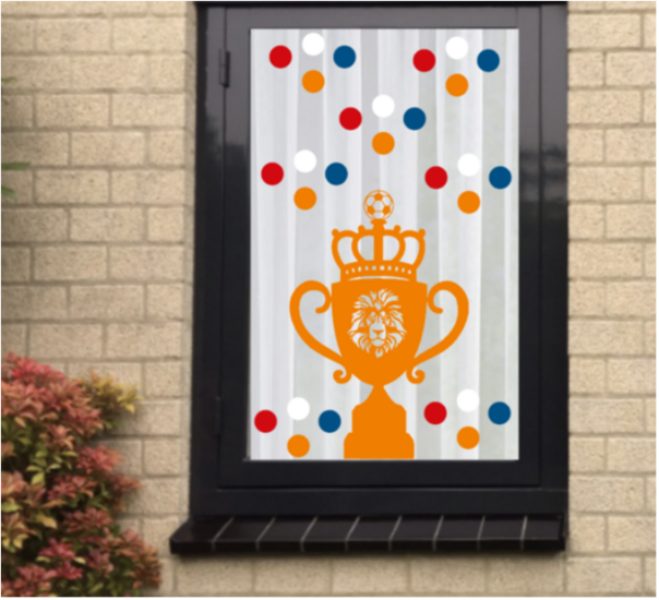 Voetbal EK WK (raam) sticker set herbruikbaar Beker &amp; Confetti | Rosami Decoratiestickers