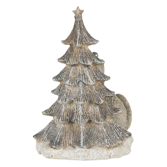 Clayre &amp; Eef   | Kerstdecoratie Beeld Kat Grijs, Wit 12x9x16 cm LED | 6PR4629