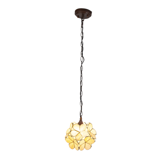 Clayre &amp; Eef   | Hanglamp Tiffany Beige 21x21x17/90 cm E14/max 1x40W | 5LL-6092